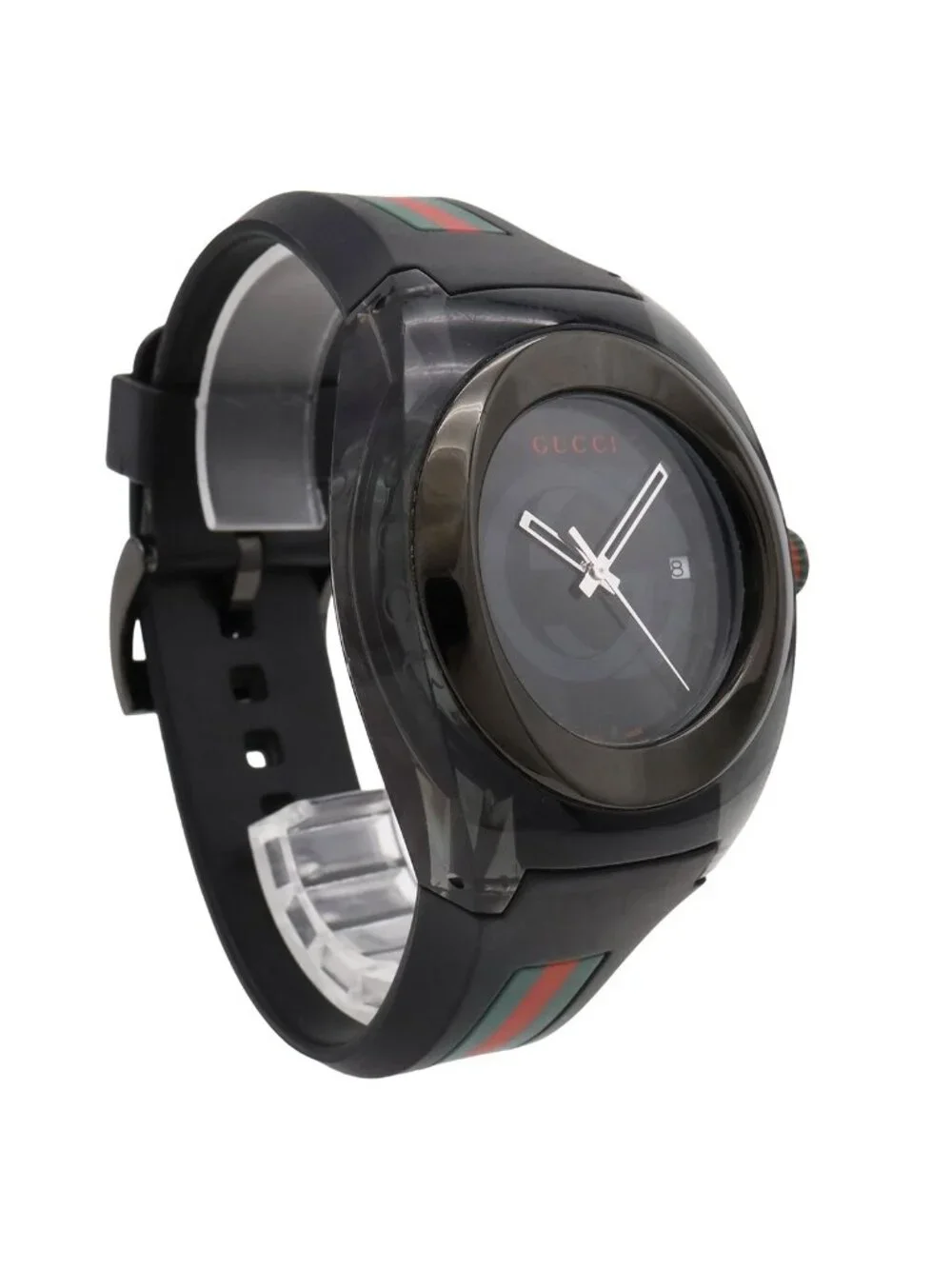 Gucci Sink Interlocking G Sherry Gray Dial SS Rubber Quartz Watch 137.1